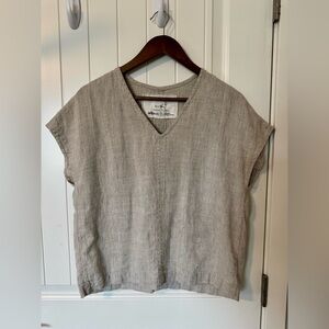 notPERFECTLINEN Malta boxy linen top, size Sm, 100% linen